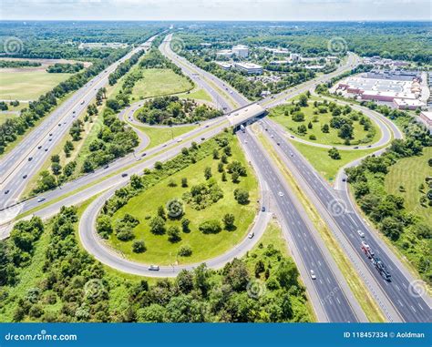 Aerial view of highway stock photo. Image of transport - 118457334