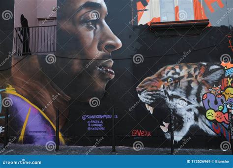 Kobe Bryant Memorial Street Art Graffiti Editorial Stock Image - Image ...