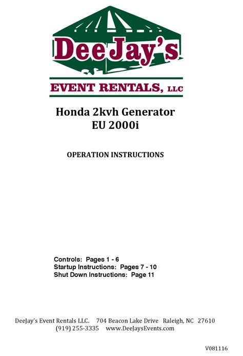 HONDA EU 2000I OPERATION INSTRUCTIONS MANUAL Pdf Download | ManualsLib