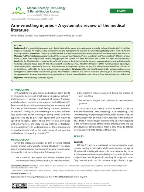 (PDF) Arm-wrestling injuries A systematic review of the medical literature