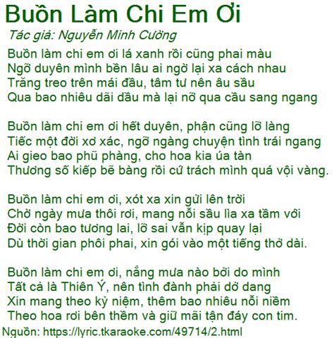 Lời bài hát Buồn Làm Chi Em Ơi (Nguyễn Minh Cường) [có nhạc nghe]