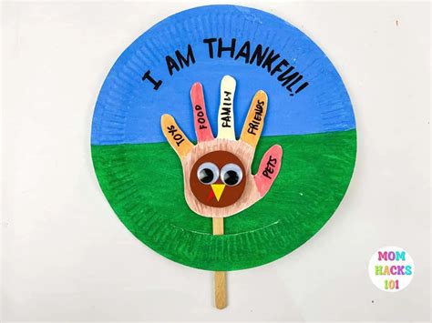 Thankful Turkey Handprint Paper Plate Craft - Mom Hacks 101