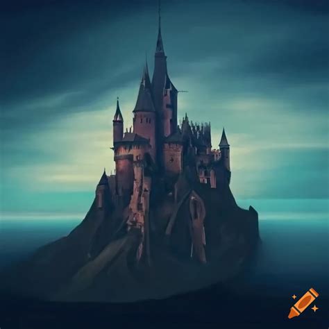Surreal castle landscape artwork on Craiyon