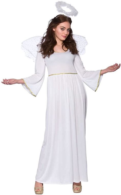 White Angel Ladies Fancy Dress Christmas Party Costume Dress Halo ...