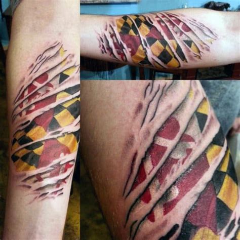 50 Maryland Flag Tattoo Ideas For Men - State Flag Designs