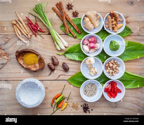 Various of thai food cooking ingredients for spice red curry paste Stock Photo: 163481702 - Alamy