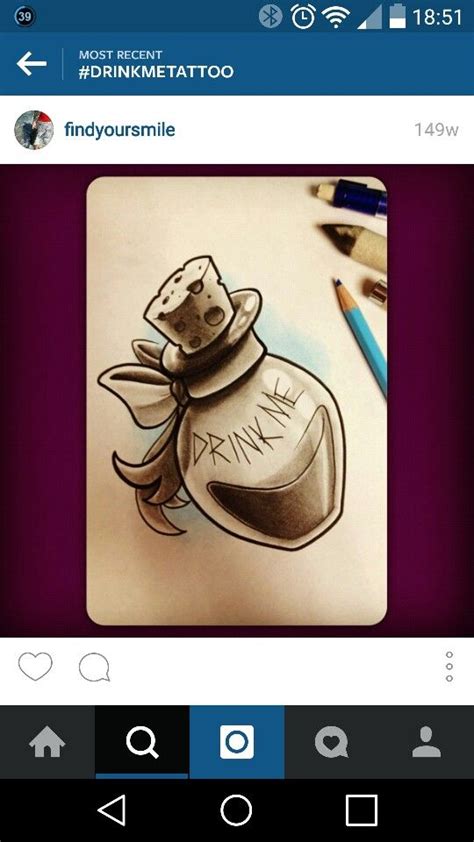 Drink me | Bottle tattoo, Bottle drawing, Tattoos