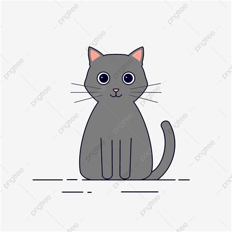 Gray Cat Hd Transparent, Gray Cartoon Sitting Cat, Cat Clipart, Lovely ...