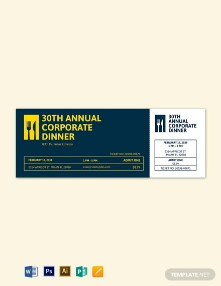 Dinner Ticket - 17+ Examples, Illustrator, Word, Pages, Photoshop, Publisher