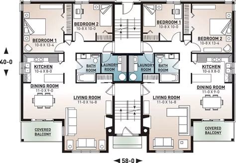 8 unit, 2 bedroom, 1 bathroom Modern Apartment House Plan 7855 - 7855