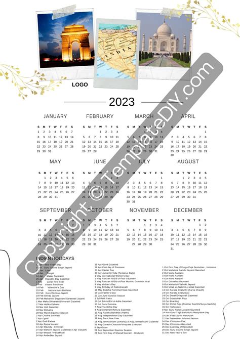 India Calendar 2023 with Holidays in Pdf, Word, and Excel | National ...