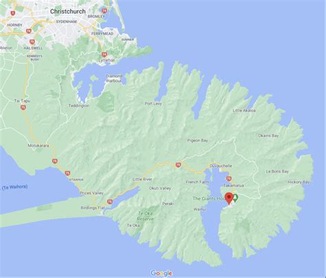 Map showing Christchurch, Lyttleton and Akaroa at the end of State ...