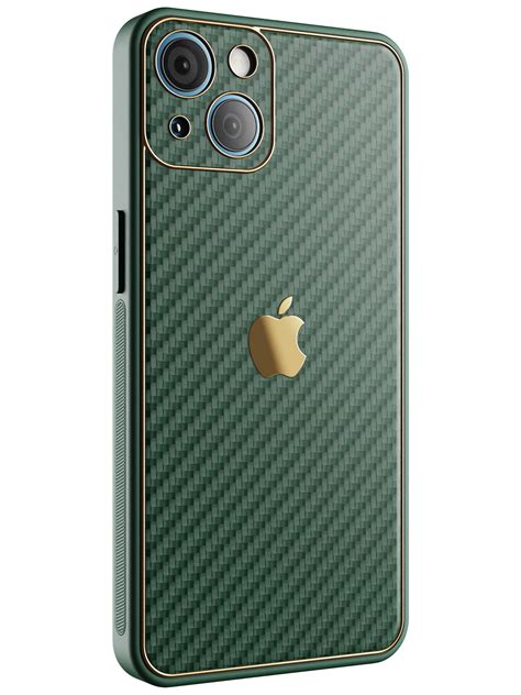 Green Carbon Leather Chrome Case for iPhone 13