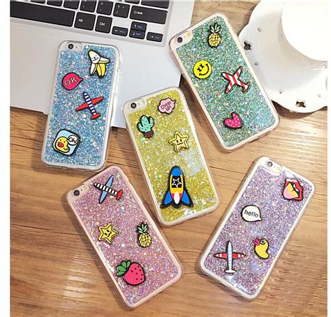 DIY Cell Phone Cases Small Cute Stickers on the Case Bling Glitter Aircraft Fruits Cover for ...