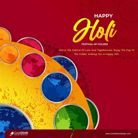 Traditional Happy Holi Festival Of Colors Template Free Vector | Holi festival of colours, Color ...