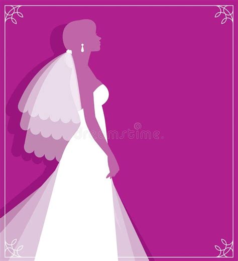 Silhouette of Young Bride in Wedding Dress and Veil Stock Vector ...