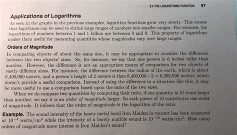 Solved 5.3 THE LOGARITHMIC FUNCTION 97 Applications of | Chegg.com