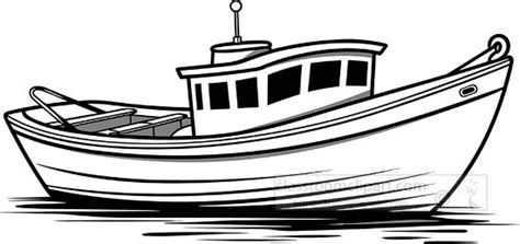 Transportation Outline Clipart-fishing-boat-black-outline