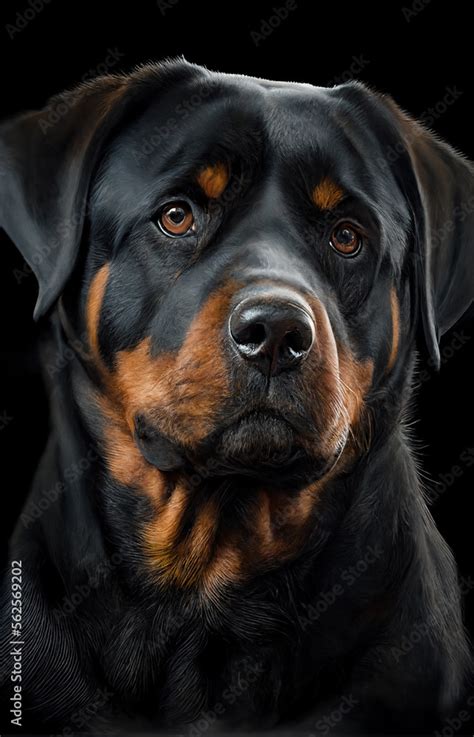 Generative AI of an illustration of a cute rottweiler dog in a photo studio, realistic image ...