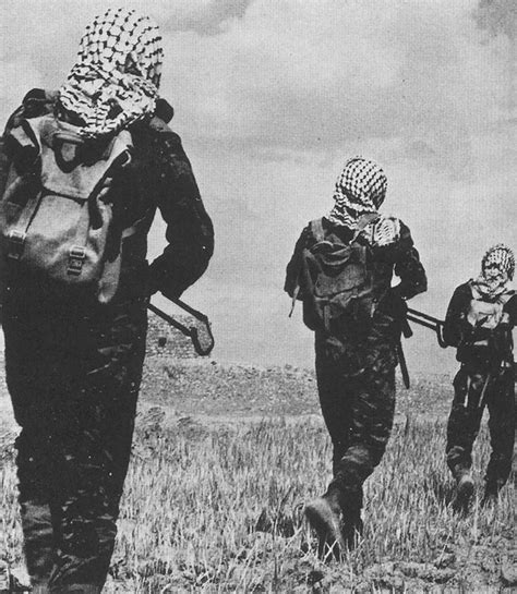 Members of the Palestinian Fedayeen on the march, 1969.