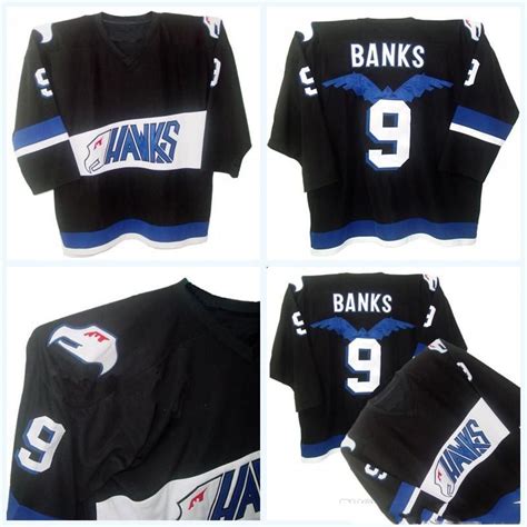 2020 Mighty Ducks Movie Jersey Hawks Adam Banks #9 Mens 100% Stitched Embroidery Logos Hockey ...