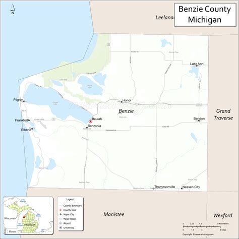 Map of Benzie County, Michigan - Thong Thai Real