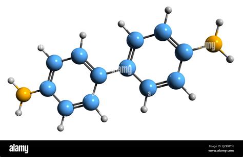 3D image of Benzidine skeletal formula - molecular chemical structure of carcinogen isolated on ...