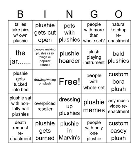 Tally Hall Plushies Bingo Card