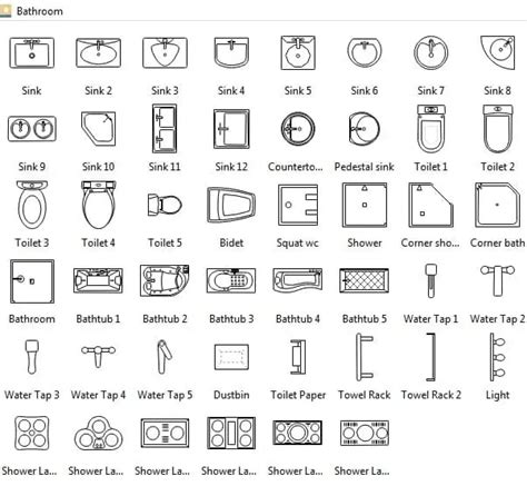 Architectural Symbols For Doors, Windows, Kitchen, Plumbing, Sanitary Fittings, & Building Materials