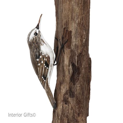 Archipelago Treecreeper D284 Bird on Tree Stump Wood Carving, wildlife country or bird watching ...