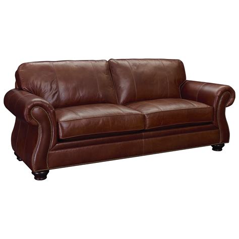 Broyhill Furniture Laramie Leather Sofa with Nailhead Trim | Find Your ...