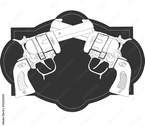 Hand drawing of two classic Wild West crossed hand guns Stock Vector ...