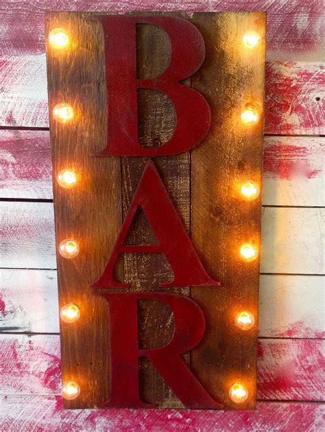 Vertical BAR Vintage Marquee Lighted Wood Sign | Etsy | Vintage marquee lights, Marquee lights ...