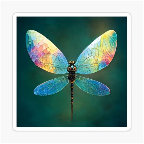 "Shimmering Vibrant Mystical Dragonfly Art" Sticker for Sale by ...