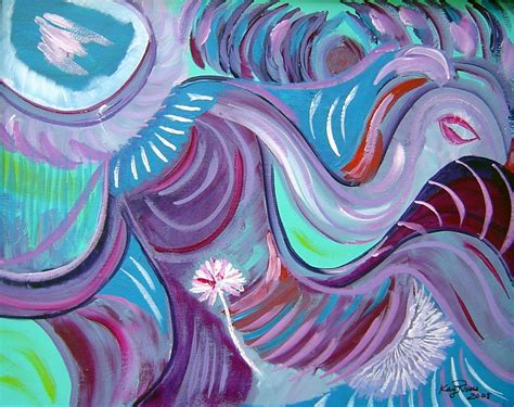 Colorful Acrylic Painting with Swirls and Flower