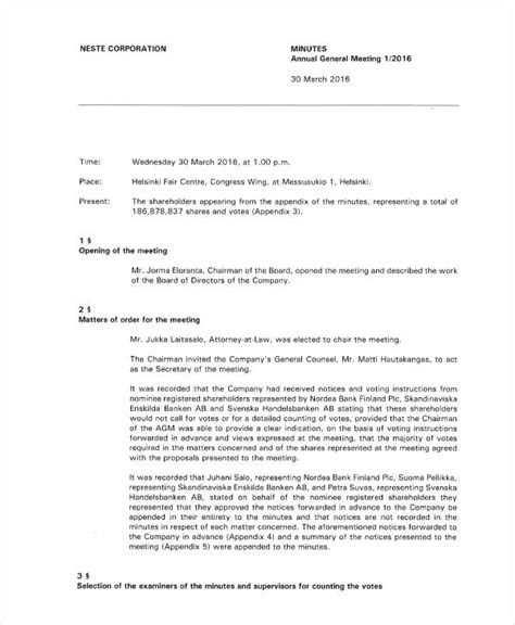 Annual Meeting Minutes Template - 10+ PDF, Word, Google Docs Documents ...