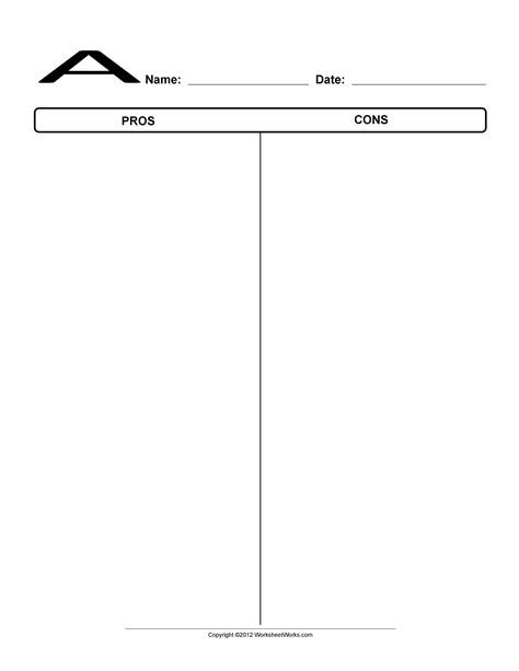 Printable Pros And Cons Template - Printable Word Searches