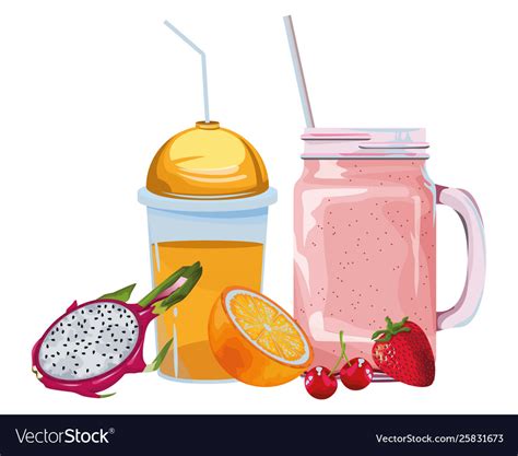 Tropical fruit and smoothie drink Royalty Free Vector Image