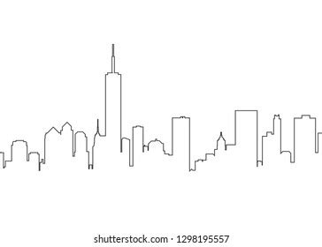 New York Skyline Drawing Outline