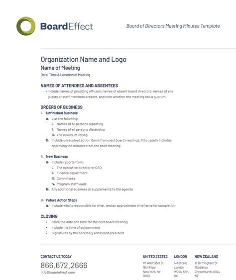 Board Meeting Minutes Template | Board Minutes Best Practices