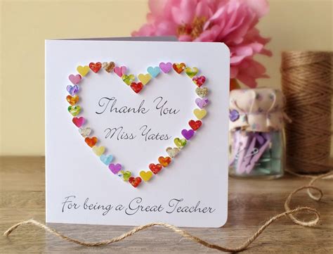 Thank You Teacher Card 'thank You for Being a Great - Etsy UK | Happy teachers day card ...