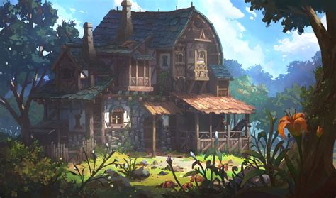 House with stables, OKU . on ArtStation at https://www.artstation.com/artwork/Kr9ko | Дом в ...