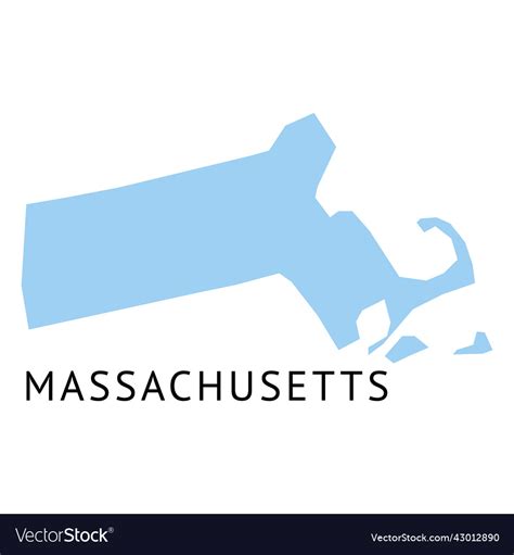 Massachusetts state plain map Royalty Free Vector Image