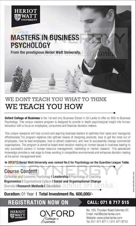 Master in Business Psychology – Heriot Watt University – SynergyY