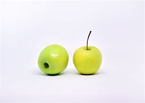 Two Green and Yellow Apples. Apples on White Background. Stock Image ...