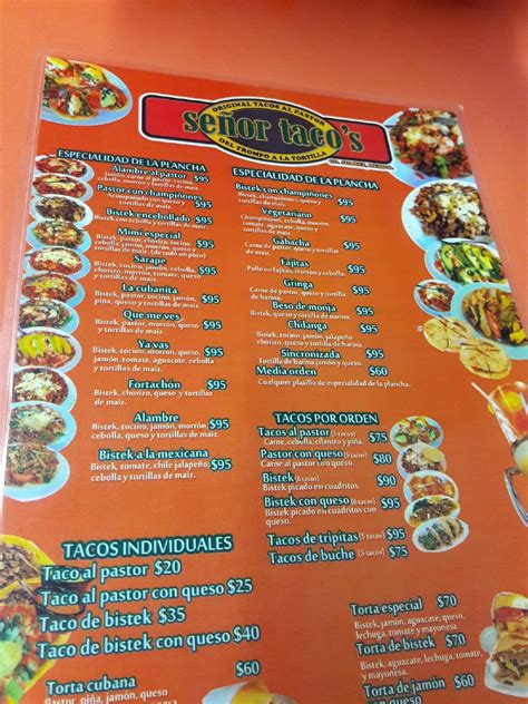 Menu at Señor Taco's fast food, Ciudad Juarez, Av. Paseo Triunfo de la República 5515