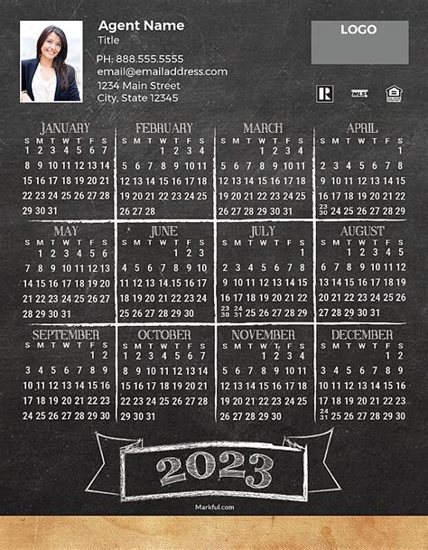 2023 Custom Full Calendar Magnets: Jumbo - Chalkboard | Markful