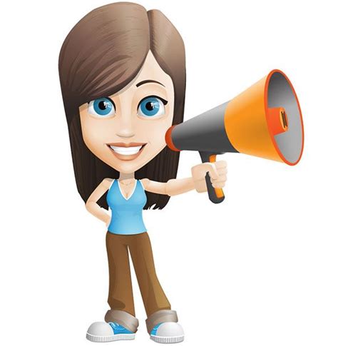 Vector Girl Holding Megaphone - Vector Characters | Vector character ...