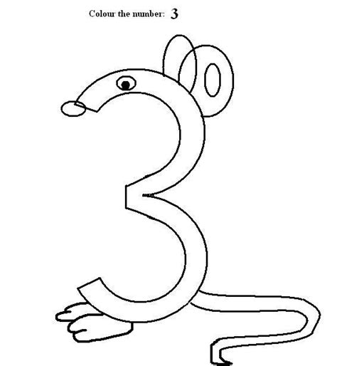 Number 3 coloring printable page for kids