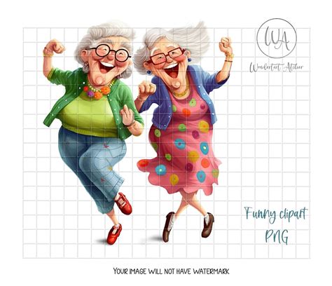 Funny Old Ladies Clipart PNG. Women Dancing. Instant Download. - Etsy